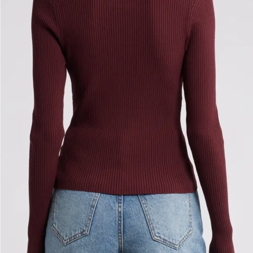 Good American Women’s sweater Virgo Rib Zip Front knit long sleeve winter Sz XL - Picture 2 of 7